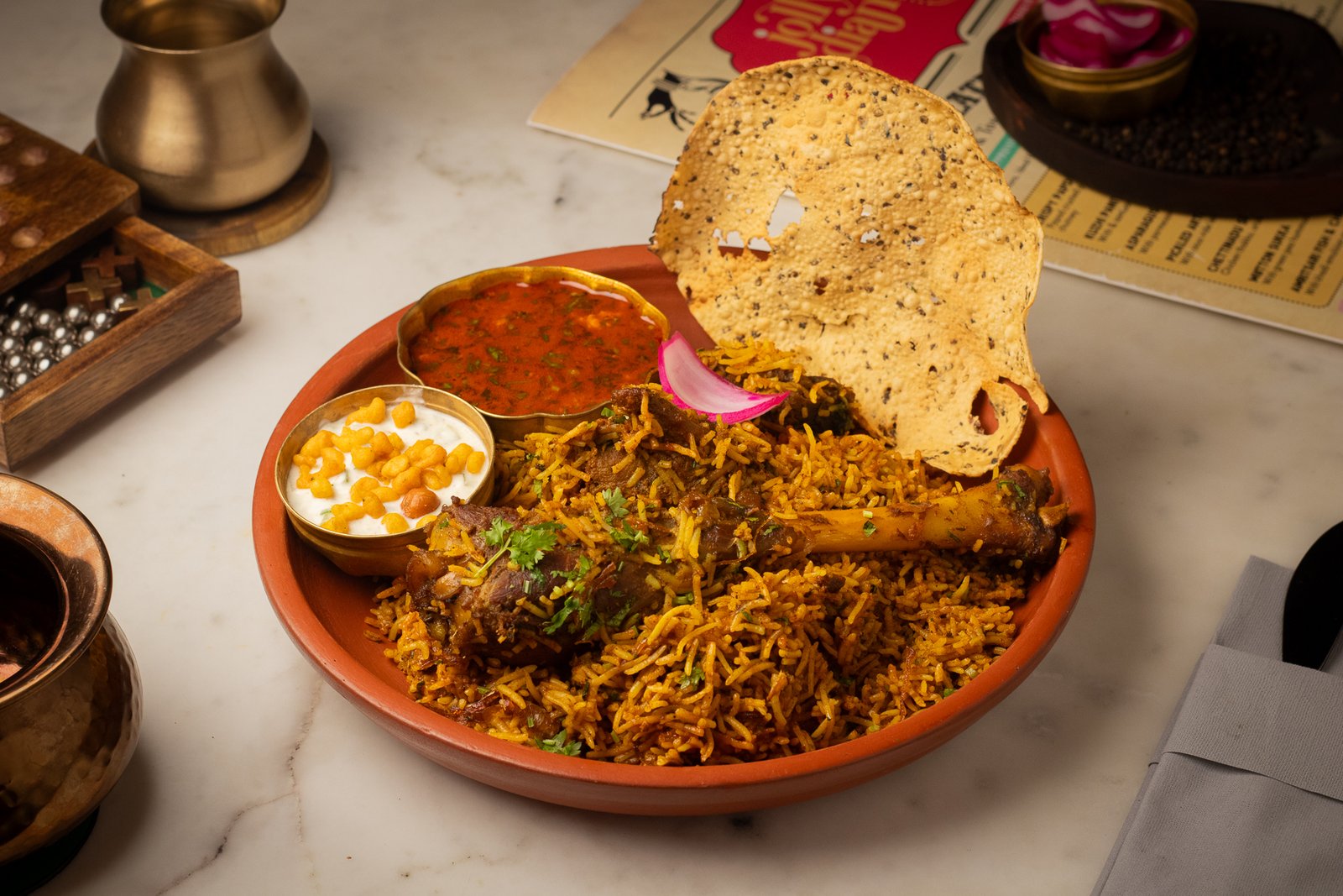 Jolly Indian restaurant Lamb Shank Biryani, Alwarpet Chennai